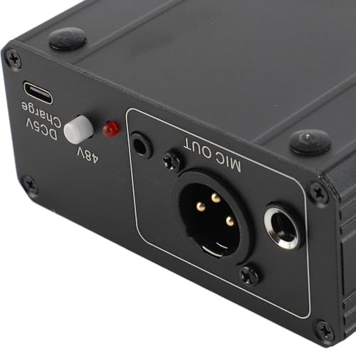 Preamplificador de micrófono, amplificador de ganancia de micrófono de alta ganancia de 48 V, preamplificador de micrófono de salida XLR de potencia fantasma de bajo ruido, para micrófonos dinámicos y