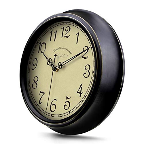 QAF Reloj De Pared Clásico Reloj de Pared Digital Europeo Retro Mudo Antigua Sala de Estar Mesa Colgada Reloj de Pared Americano Dormitorio Reloj Redondo QAF1226 (Size : 16inches)