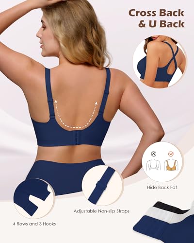 Image of As Fairy Womens Soft Comfortable No Underwire Bras V Neck Seamless Push Up Bralettes Full Coverage Tshirt Brassiere