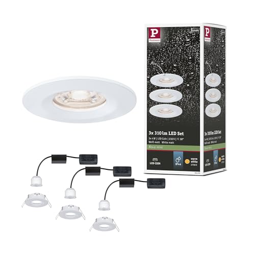 Image of Paulmann 94299 Nova mini LED recessed luminaire Coin Round Rigid incl. 3x4 watt recessed Ceiling Spotlight White matt recessed lamp Aluminium Warm White 2700 K