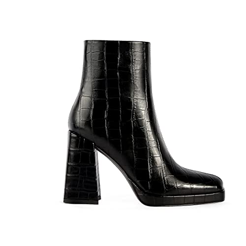 ANN CREEK Women's Ankle Boots Chunky Heel Booties Side Zipper Square Toe High Heel Casual Boots2