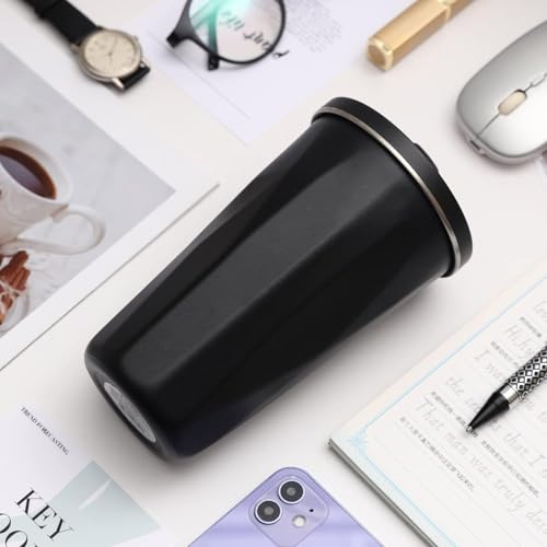 Image of YELONA 600 ml Vacuum Insulated Tumbler with Retractable Straw | Stainless Steel Portable Mug for Hot & Cold Beverages | Leak-Proof, Twist-Off Lid Flask for Coffee, Tea, Juices & More - Charcoal Black