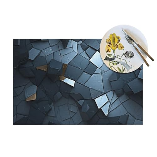 Sets de table haut de gamme gris mosaïque PVC protecteurs design - 6