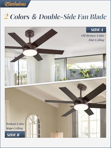 Image of Fanbulous 42 inch Outdoor Ceiling Fans with Lights, Dimmable 3CCT, Brown