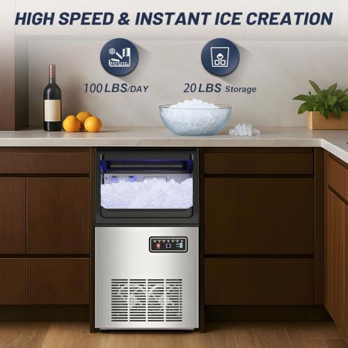 Image of Nugget Ice Maker Machine, 100LBS /24H, 20LBS Capacity