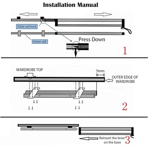Tringle à vêtements extensible en acier pour armoire et dressing moderne