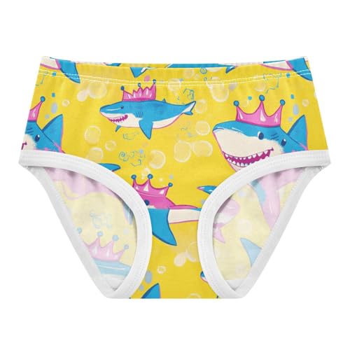 Sharks Wearing Crowns Girls' Underwear Cotton Blue Colors Girls Briefs Soft Toddler Underwear 2T