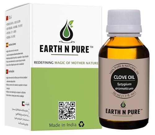 Image of Earth N Pure Clove Bud Essential Oil | 100% Natural & Therapeutic Grade | Undiluted | For Oral Care Teeth & Gums | DIY | Relaxation | Aromatherapy | Improved Mood | Massage | with Dropper | 50ML