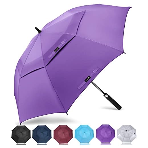 ZOMAKE Golf Umbrella Windproof and Rainproof 68in, Large Umbrella Windproof Strong, Big Golfing Brolly Unbreakable Double Canopy for Men Women (Purple)