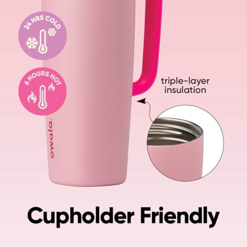 Image of Owala SmoothSip Slider Stainless Steel Insulated Travel Mug with handle, 100% Leak Proof, For Hot and Cold Drinks, Travel Friendly with Sliding Lock Lid, 12oz, BPA Free, Leak Proof, Pucker Up