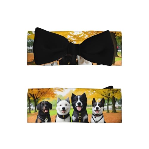 Baby Bow Headband Leaves With Dogs Printing Soft, Skin-Friendly For Newborns 0-6 Months, For Baby Girls2