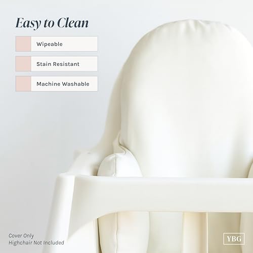 Image of Yeah Baby Goods Wipeable Cushion Cover (White) - Compatible with The IKEA Antilop Highchair - Soft, Waterproof Baby High Chair Cover