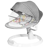 DREAMADE Babywippe Elektrisch, Babyschaukel für Baby ab Geburt, Babyliege mit Bluetooth, 5 Schwingungsamplituden & Timingfunktion, Schaukelstuhl mit Fernbedienung, Wippe bis 9 KG (Modell2-Grau)