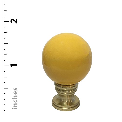 Image of Royal Designs Ceramic Sphere Mustard Yellow Lamp Finial with Polished Brass Base