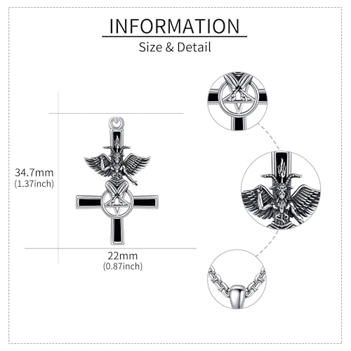 YAFEINI Satanic Baphomet Necklace 925 Sterling Silver Baphomet Pendant Necklace Satanic Gothic Jewelry Gifts for Women Men4