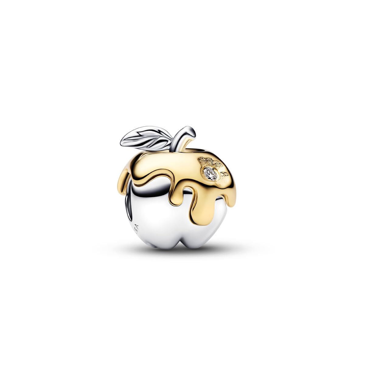 PANDORA Charm Disney Biancaneve Ciondolo Mela Avvelenata in Argento Sterling 925 con Placcatura Oro 14 Carati e Diamante di Laboratorio 0,012 ct, Apple Charm, compatibile con Moments, 764384C01
