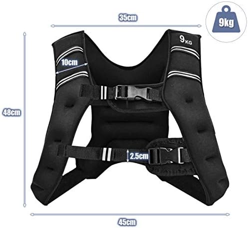 COSTWAY Weighted Vest, 9kg/15kg Fitness Weight Vests with Adjustable Buckles & Mesh Bag, for Man Woman Running Training