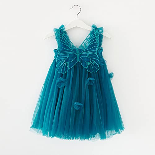 Vestido infantil para meninas 2023, vestido de tule sem mangas, borboleta, suspensórios, vestido de