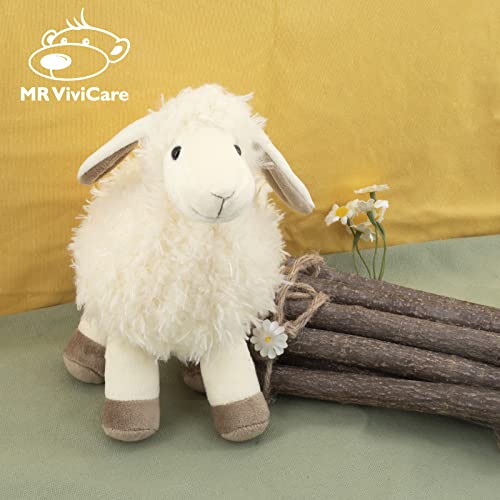 Mr Vivicare 8.5" Cuddly White/Cream Sheep Stuffed Animals For Boys And Girls,Soft And Adorable Stuffed Lamb Plush Toys For Newborn Babies And Kids,Great Gifts On Birthday,Christmas,Easter #TOP4