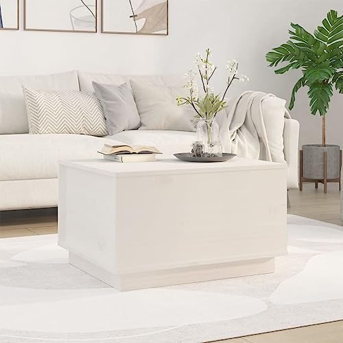 Table basse blanche en pin massif table d'appoint relevable salon 60cm