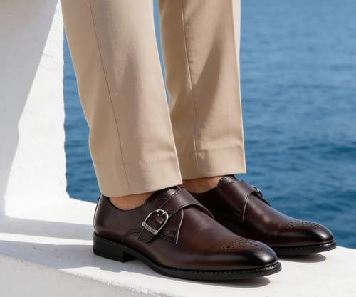 Image of LOUIS STITCH Formal Shoe for Men | Single Monk Strap | Handmade Patina Finish | Comfortable for Business Casual, Every Day, Parties (LSSXSM)