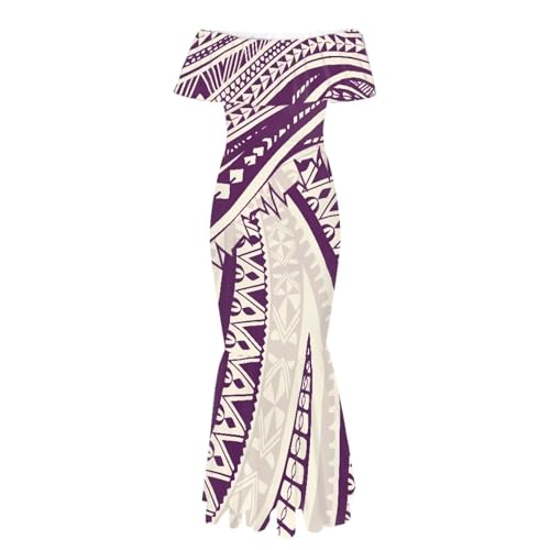 Image of Polynesian Dresses for Women Off Shoulder Maxi Dress Puletasi Samoan Dresses S-7XL