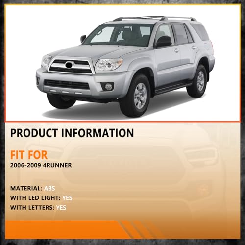 BDBO Front Grill Compatible With 4Runner 2006-2009 Matte Black Front Bumper Grille With Accessories/Letters/Amber Light Up by BDBO - Image 4