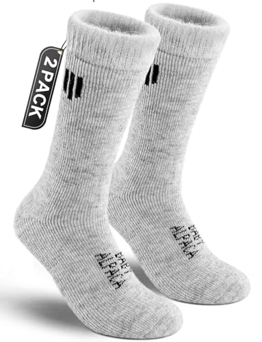Juclise Alpaca Wool Heavyweight Thermal Boot Socks Winter Hunting Hiking Working Cold Weather Cushioned(Stone Gray M)