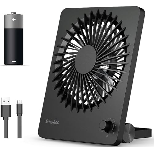 EasyAcc Portable Travel Fan 7-inch, 5200 Battery+ 10-26H Runtime + Step-less Speed Control +...
