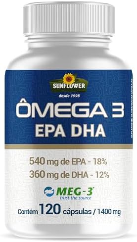 Ômega 3 - EPA 540mg | DHA 360mg - Puro -120 Cápsulas - Sunflower