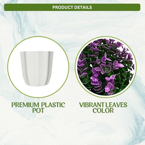 Image of fancymart Artificial Plant Hackleberry Purple Bunch in Pot - 22 cm Height, Perfect for Tabletop Decoration | Ideal for Home & Office Decor