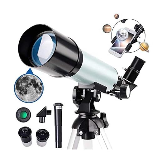 Telescopio astronómico de 50 mm para principiantes, adultos y niños, telescopio refractor, distancia focal de 360 mm, adaptador compacto para teléfono inteligente y portátil para observar la luna