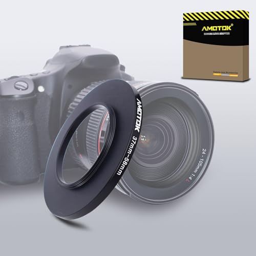 Adaptador de lente de 37 mm a 58 mm, anillo adaptador de aumento de filtro, compatible con todos los accesorios de filtro de 58 mm