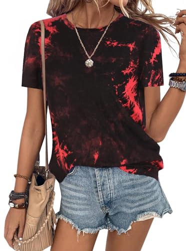 SOFIA'S CHOICE Women's Crewneck Tie Dye Shirts Basic Short Sleeve Casual Summer Tee Tops3