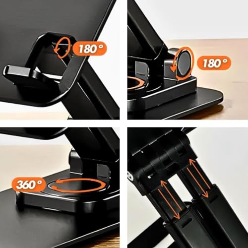 Suporte Articulado De Mesa Para Tablet E Smartphone Base Giratória de 360 graus preto.
