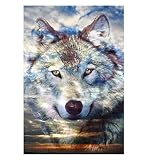 Coloriages Images par Numéros,loup animal,Peinture par numéros pour adultes et enfants Kits cadeaux pré-imprimés