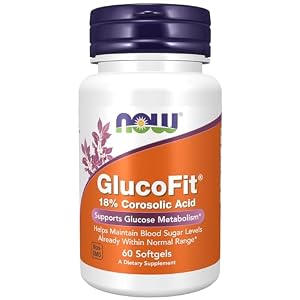 NOW Foods Supplements, GlucoFit® with 18% Corosolic Acid, Supports Glucose Metabolism*, 60 Softgels