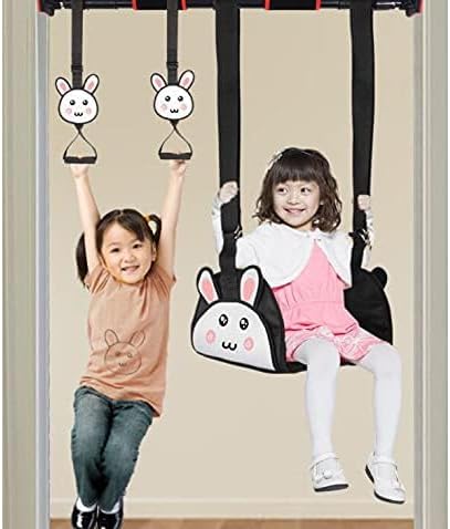 Miniatura 2 de Asiento de columpio colgante de lona de conejo con cuerdas ajustables, juego de columpio seguro para niños, juego de gimnasio para puerta interior