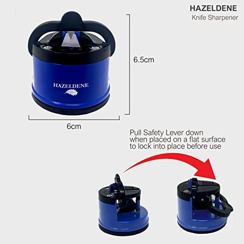 Hazeldene Knife Sharpener, Knife Sharpeners Professional, Safe Manual Sharpening Tool Safety Grip, Blue