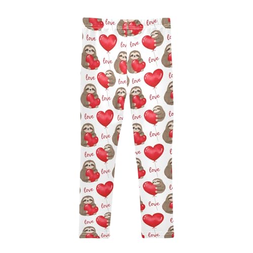 Sloth Love Balloon Pattern Girls Leggings Soft Comfortable Athletic Leggings Dancing Pants for 4-10 Years2
