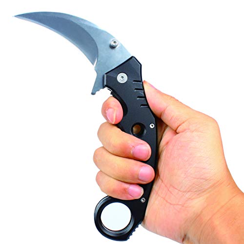Andux Karambit Liner Lock With Pocket Clip Claw Knife Tactical Survival Edc Wd02 (Silver) #TOP5