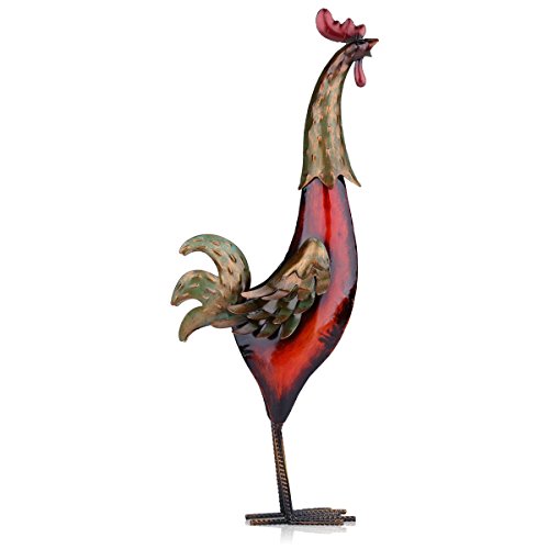 Tooarts Scultura in Metallo di Ferro Multicolore Gallo Articoli di Arredamento Artigianale