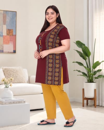 Image of In Love Women's Plus Size Printed Cotton Long-Line T-Shirt with Pocket | Cotton fabric - soft longline T-shirt with easy plus-size fit