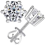 Moissanite Stud Earrings for Women Men, Nickel Free S925 Sterling Silver Hypoallergenic Earrings, 1c