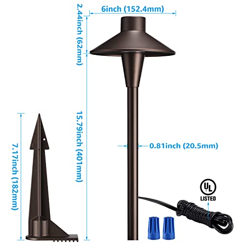 Leonlite 3Cct Low Voltage Pathway Lights, 12-24V Led Landscape Path Light, 3000K/4000K/5000K Selectable, Cri90, Ip65 Waterproof Landscape Lighting, Aluminum Housing, Oil Rubbed Bronze, Pack Of 6 #TOP5