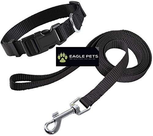 Image of Dog Collar and Leash Set, Adjustable Nylon Collar with Leash for Small Medium and Large Dogs, Quick Release and Breathable Collar for Puppies (Small, Black)