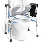Raised Toilet Seat with Handles-Toilet Seat Riser for Seniors with Adjustable Height & Width,500 LBS Raised Toilet Seat, Handicap Elevated Toilet Seat with Arms for Elderly, Pregnant