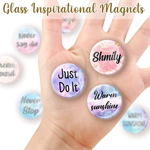 Riapawel 9 Pcs Personalised Refrigerator Magnets, Glass Inspirational Magnets for Fridge, Motivational Fridge Magnets, Decorative Magnets for Whiteboard Classroom Office