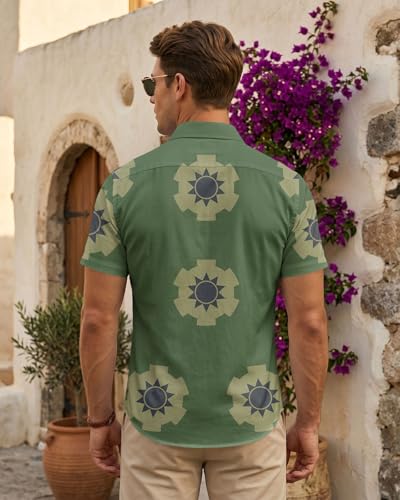 Image of 99TIMORO Funny Film Summer Button Down Shirt Men Short Sleeve Top | Movie Character Hawaiian Shirts for Men Lightweight Breathable Beach Vacation Business Casual Summer Gifts Classic Fit