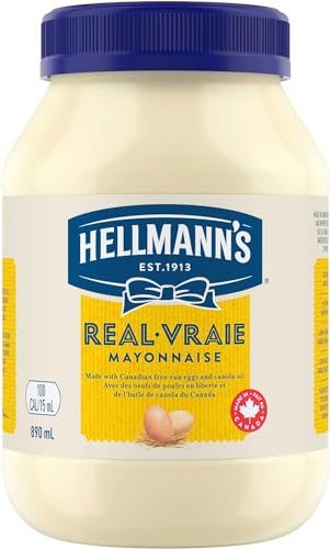 Hellmann's Real Mayonnaise ideal with fries burgers and salads made with Canadian free-run eggs and canola oil 890 ml (Pack of 1)